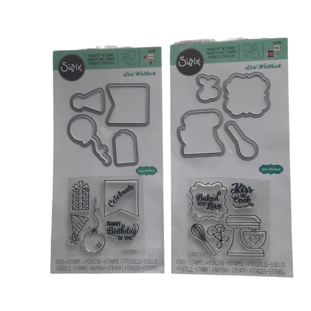Bundle Sizzix Framelits Dies with Stamps Baked with Love ANd Celebrate